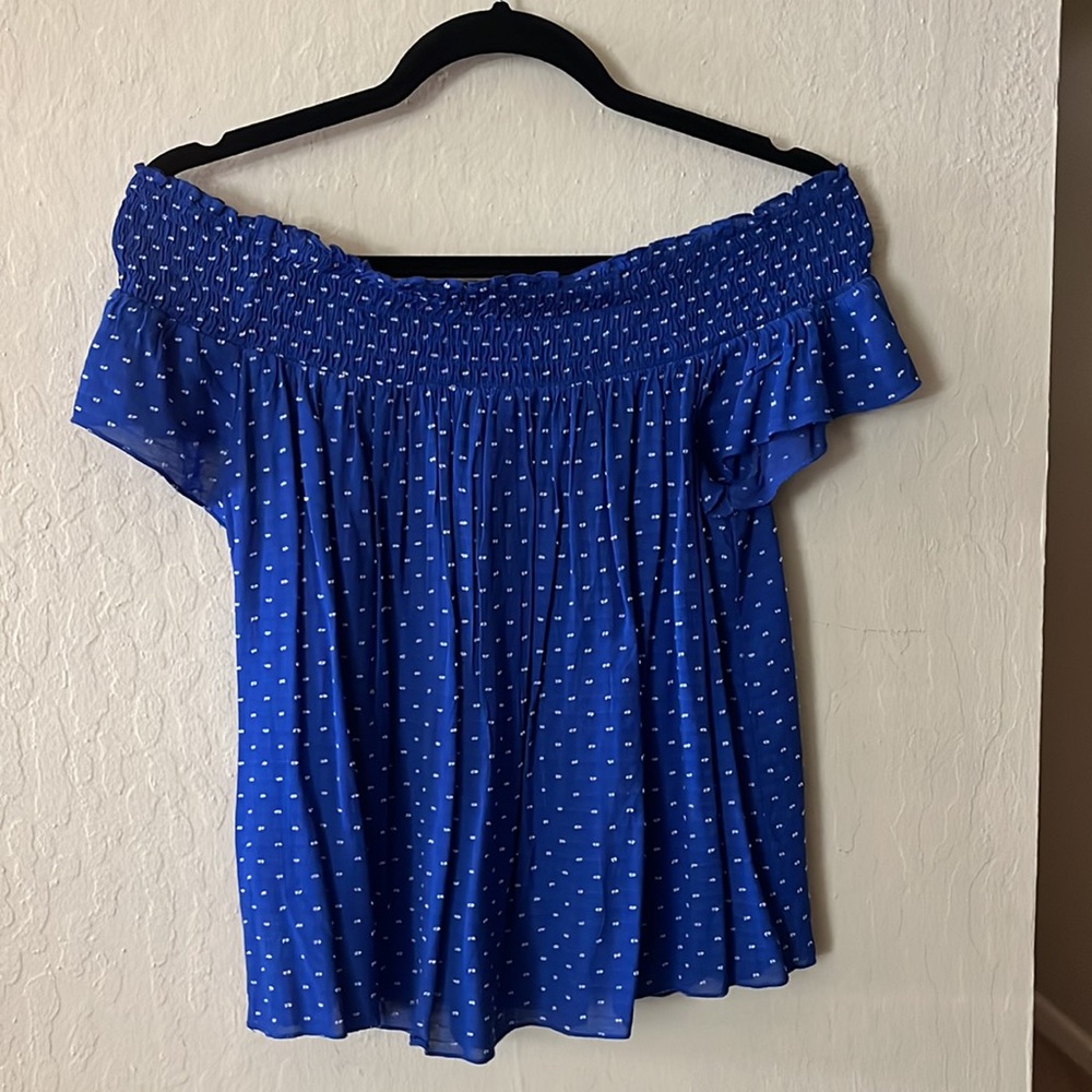 Blue polka dot blouse